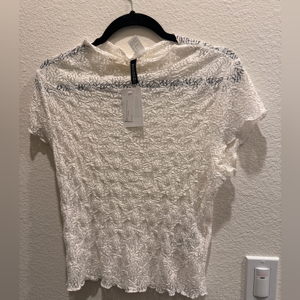 White floral mesh top